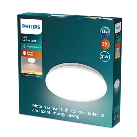 LED Plafond Deckenleuchte 21W 2500lm 2700K mit Dämmerungssensor Weiß Acuna Philips