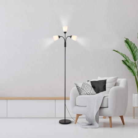 Stehleuchte Stehleuchte 3x E27 Schwarz Tulpe Sanico Goldlux