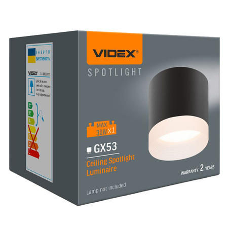 Aufputz Strahler SPOT Deckenleuchte 1x GX53 Schwarz Videx