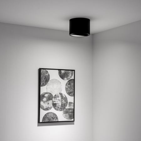 Halogen-Aufbauleuchte GU10, AR111 Aufbauspot 100mm beweglich Runde Tube Schwarz TELES LUMILED