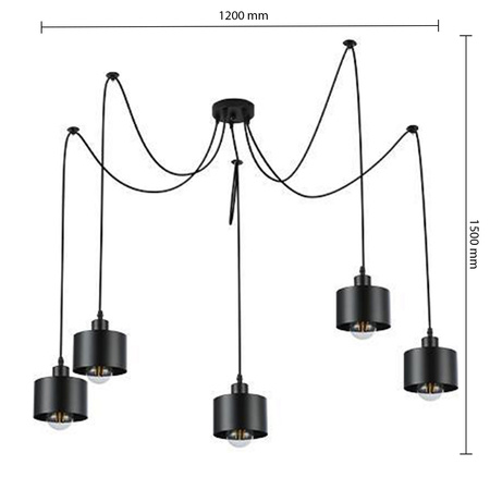Masterled Ceiling Luminaire 5x E27 Schwarz Elza Pendelleuchte
