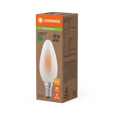 LED-Kerzenbirne E14 B35 2.2W = 40W 470lm 2700K Warm 330° Ledvance