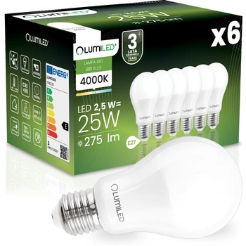 6x LED-Lampe E27 A60 2.5W = 25W 275lm 4000K neutralweiß 260° LUMILED