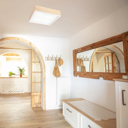 Plafond LED-Deckenleuchte SANTIAGO 4xE27 Quadratisch aus Holz LD-PD-9.5 Lamkur