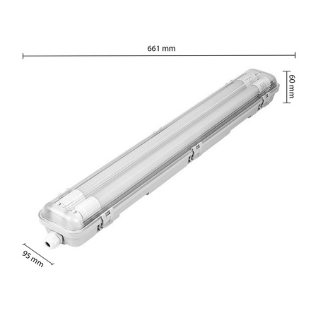 Flammenhemmend 2x T8 IP65 Transparent 60cm Masterled