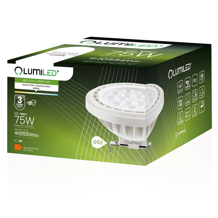LED Lampen G53 AR111 10W = 75W 1055lm 4000K Neutral 38° 12V AC/DC LUMILED