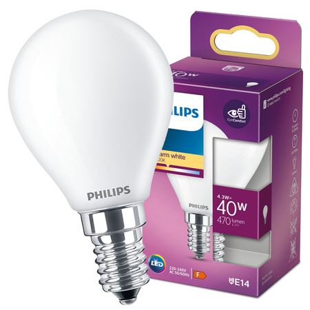 LED Lampen E14 BALL 4,3W = 40W 470lm 2700K Warm PHILIPS