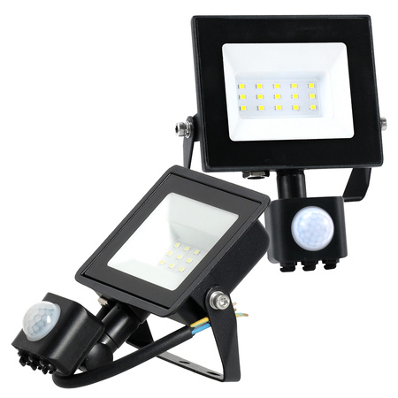 LED-Flutlicht Halogen 10W 735lm 6500K IP65 Bewegungsmelder Schwarz MH Kobi