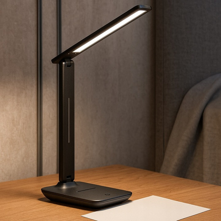 Tisch Verstellbare Schreibtischlampe LED 5W 400lm 3000-4000-6500K CCT Wiederaufladbar Schule Nachtlicht Dimmbar Ein/Aus Schalter Schwarz Kivo Masterled