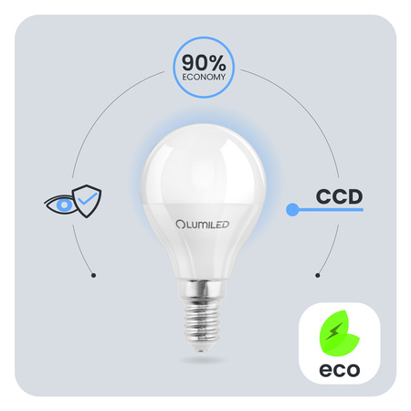 6x LED-Lampe E14 Ball P45 10W = 75W 11100lm 3000K Warm 180° LUMILED