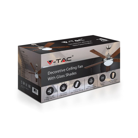 60-W-Deckenventilator mit integriertem CCT-LED-Licht und RF-Fernbedienung 5 Arme VT-6052-5 V-TAC
