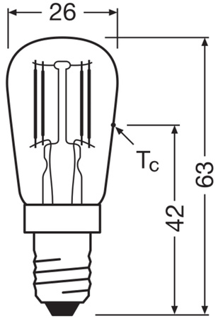 LED-Lampe T26 Tubular E14 2.8W = 25W 250lm 2700K Warm 300° Dimmbar SPECIAL Osram