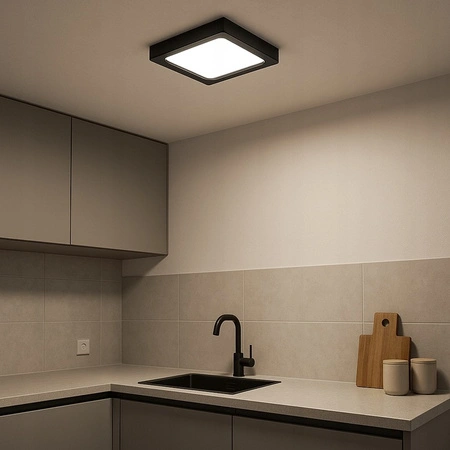 LED-Panel-Deckenleuchte 12W 960lm 4000K Neutral Anbauleuchte Quadratisch Schwarz Proma Masterled