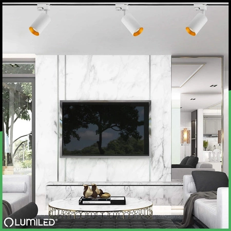 1-Phasen Strahler GU10, Schieneinstrahler Weiß und Gold SAGI LUMILED