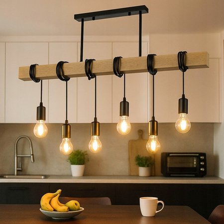 Masterled Deckenleuchte 6x E27 Schwarz Braun Nido Pendelleuchte