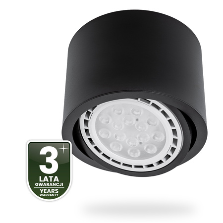 Halogen-Aufbauleuchte GU10, AR111 Aufbauspot 100mm beweglich Runde Tube Schwarz TELES LUMILED