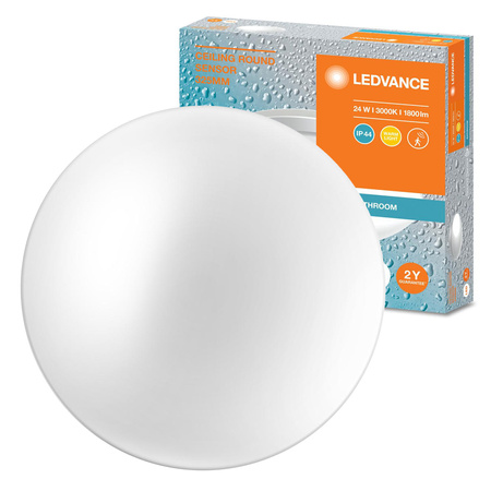 LED Decke Plafond 24W 1800lm 3000K Warm IP44 Weiß mit Sound Sensor Decke Ledvance