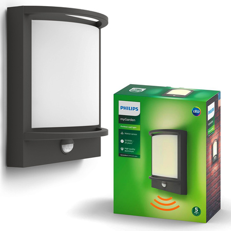 Gartenleuchte LED Wandleuchte SAMONDRA IR myGarden 12W 2700K IP44 mit Bewegungssensor Anthrazit PHILIPS
