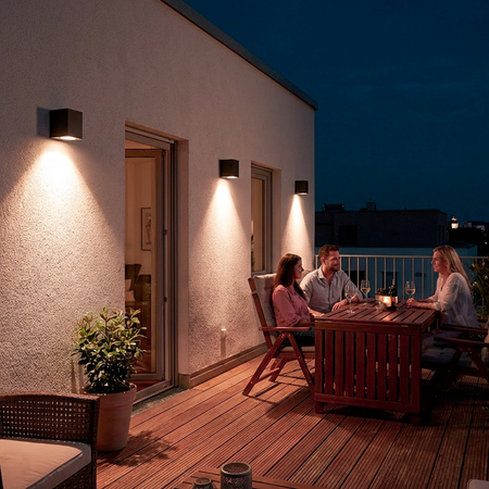 Wandleuchte Außen GU10, Garten-Wandleuchte Schwarz Quadratisch ALLIUM LUMILED