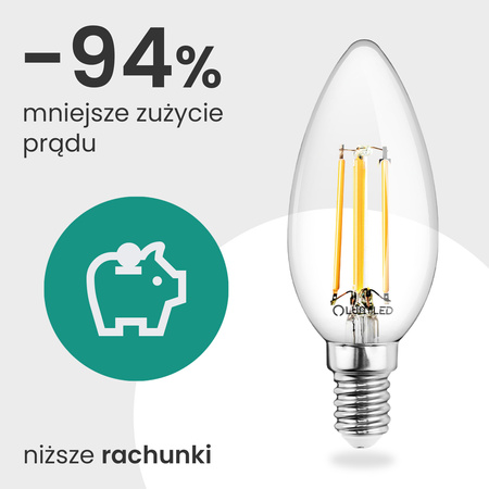 10x LED-Glühbirne E14 Kerze B35 2.2W 470lm = 40W 4000K Neutral 360° Filament CLASS A LUMILED