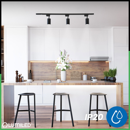 1.5m Stromschiene + 3x Schienenstrahler GU10 Schwarz-Gold SAGI LUMILED