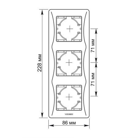 Horizontaler Rahmen für Steckdosen Dreifach Aufputz Schwarz BINERA VIDEX