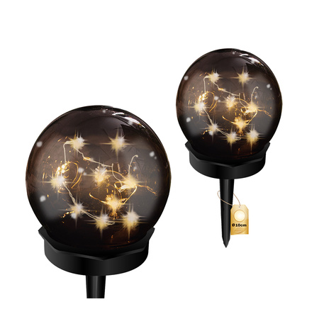 LED-Solar-Gartenlampe mit Nieten dekorative Kugel 3000K IP44 10 cm