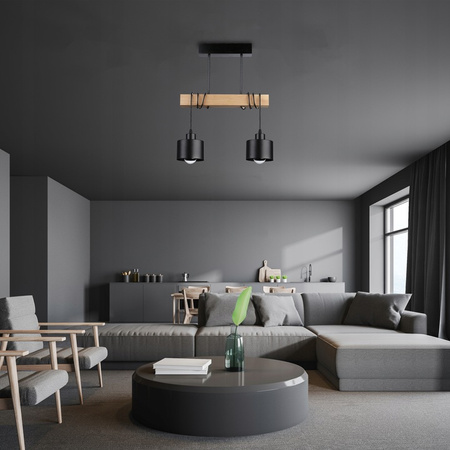 Masterled Deckenleuchte 2x E27 Schwarz Braun Elza Pendelleuchte