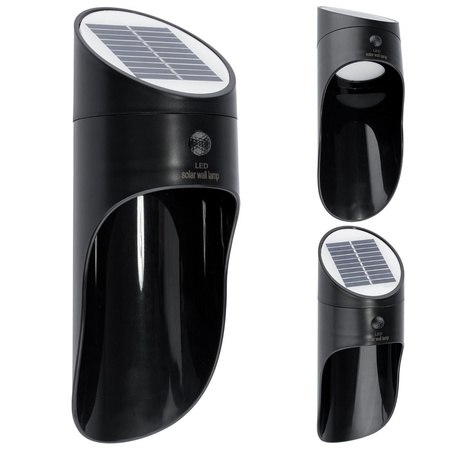 Solar-Garten-Wandleuchte LED-Fassadenleuchte 5000K Bewegungsmelder Schwarz