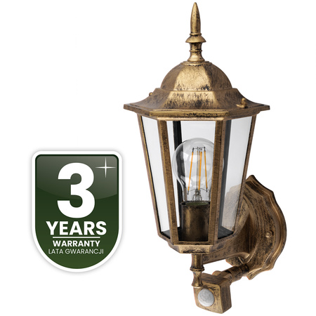 Wandleuchte Außen E27, Hängende Gartenlaterne mit Bewegungsmelder BELLIS LUMILED