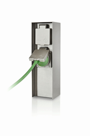 Elektrischer Gartenmast ROCK 2x Steckdose 230V IP44 Silber PHILIPS