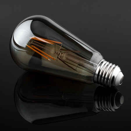 E27 ST64 LED Lampen 6W = 50W 650lm 2200K Warm 360° Filament geräuchert