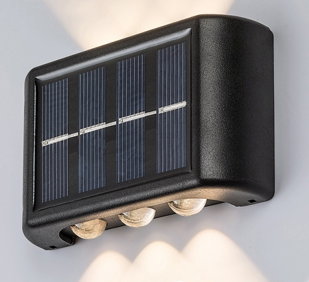 LED Solar Gartenleuchte Elevation Wandleuchte KORANA 1,2W 3000K IP44 Up-Down Schwarz RABALUX