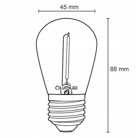 5x LED Filament Lampen E27, ST14 für Lichterketten 1.3W = 10W 110 lm 2200K warm Glühfaden LUMILED