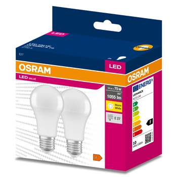 2x LED Lampen E27 A60 10W = 75W 1055lm 2700K Wärme 200° OSRAM VALUE