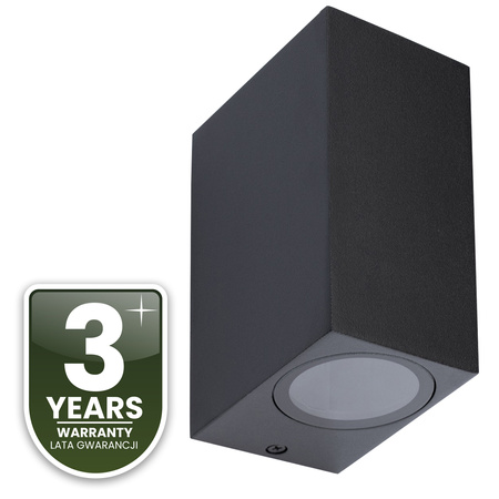 Wandleuchte Außen 2x GU10, Garten-Wandleuchte Schwarz Quadratisch ALLIUM LUMILED