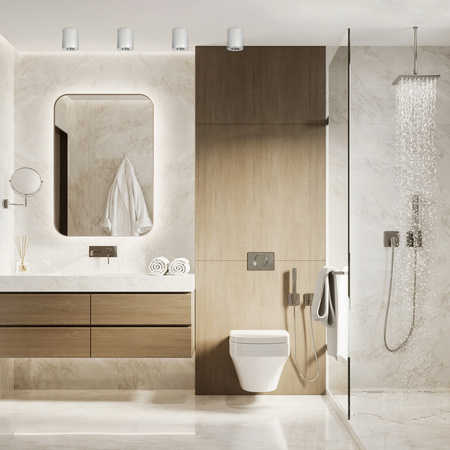 Aufbauleuchte HALOGEN Wasserdicht Aluminium SPOT TUBE 95mm IP44 Chrom AQUARIUS RUND Kobi