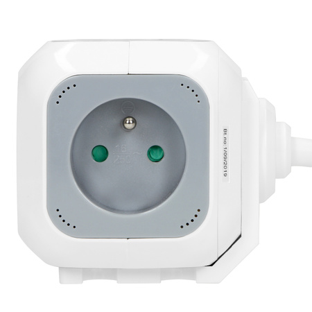 Verlängerungswürfel 2P+Z 4x Steckdose + 2x USB mit Erdungsschiene Kabel 1,4m 16A