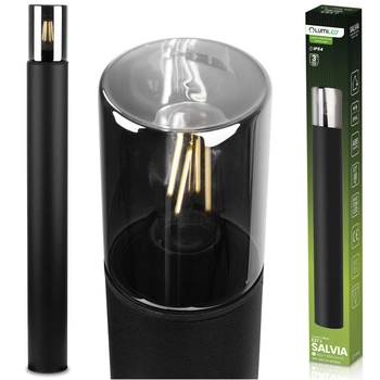 Stehende Gartenlampe für E27 Glühbirne Schwarzes Glas IP54 80 cm SALVIA LUMILED