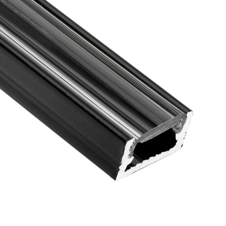 Aluminiumprofil MINI für LED-Streifen mit Klarglasabdeckung, 2m Schwarz LUMILED