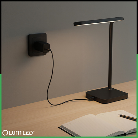 1x USB-Ladeadapter 5V/1A DC für Tischlampen, Schwarz LUMILED