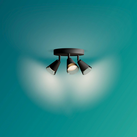 Reflektor-Deckenleuchte Aufbauleuchte Plafond 3x GU10 Schwarz Cleft Philips