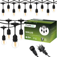 Garten Girlande Outdoor-Lichterkette 20m 40x E27 Glühbirnen 7W 4000K MALUS Lumiled