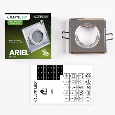 Glas-Einbaustrahler GU10, MR16 Einbauspot HALOGEN Quadrat Fest ARIEL LUMILED
