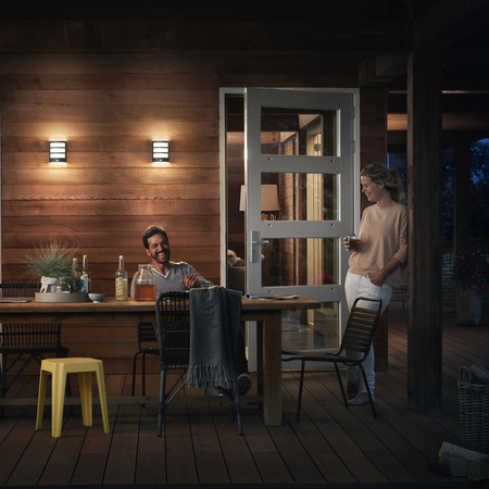 Gartenlampe LED Wandleuchte PYTHON IR myGarden 6W 2700K IP44 mit Bewegungs- und Dämmerungssensor Schwarz PHILIPS