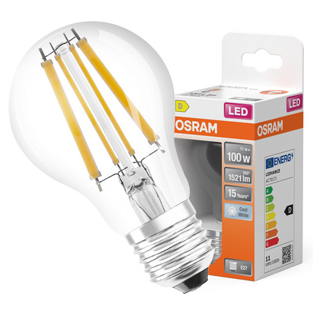 E27 A60 LED Lampen 11W = 100W 1521lm 4000K Neutral 300° OSRAM STAR Filament