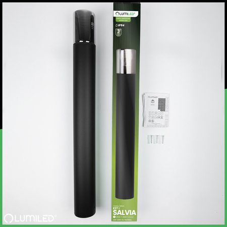 Stehende Gartenlampe für E27 Glühbirne Schwarzes Glas IP54 80 cm SALVIA LUMILED