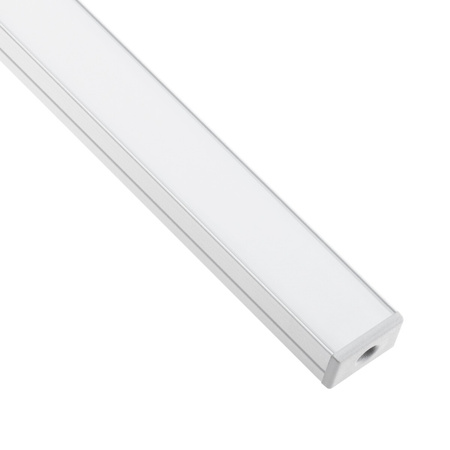 Profil aus eloxiertem Aluminium für LED KM35 silberfarben oberflächenmontiert 1m + undurchsichtige Abdeckung + Endkappen