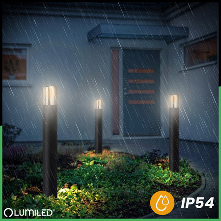 Stehende Gartenlampe für E27 Glühbirne Schwarzes Glas IP54 60 cm SALVIA LUMILED