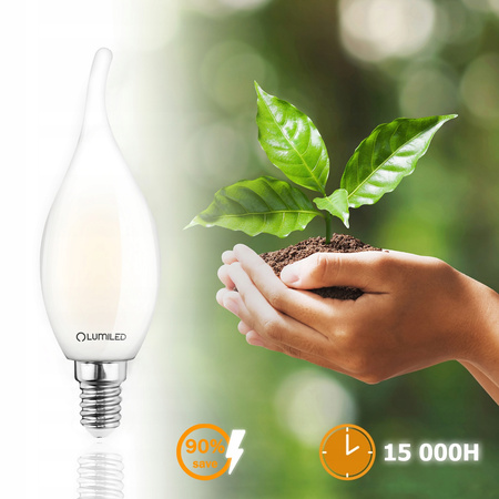 LED Lampen E14, Glühbirne Flame B35 7W = 60W 806lm 360° 4000K neutral Milch Glühfaden LUMILED